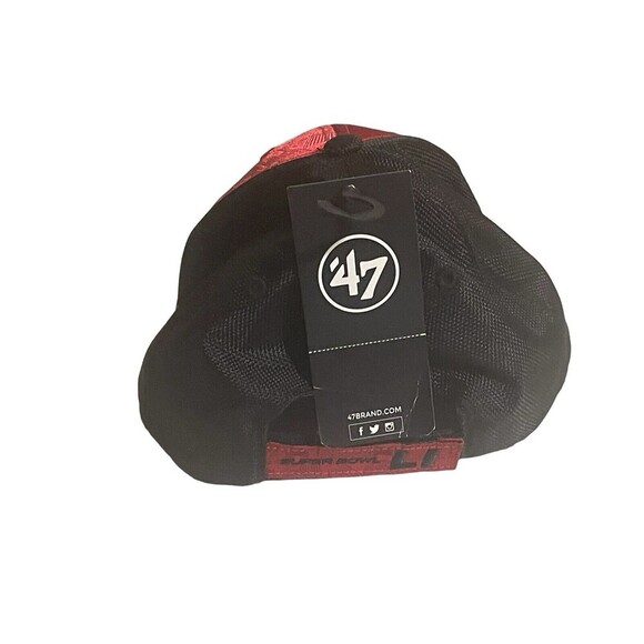 NEW ’47 Brand MVP SUPERBOWL LI Metallic Red Black Cap NFL Adjustable Starp Hat - Picture 6 of 16